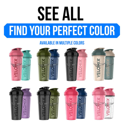 VELOMIX -2 Pack- 28 oz Protein Shaker Bottles for Protein Mixes - 2x Wire Whisk | Leak Proof Shaker Cups for Protein Shakes | Protein Shaker Bottle Pack (Black/Transparent)