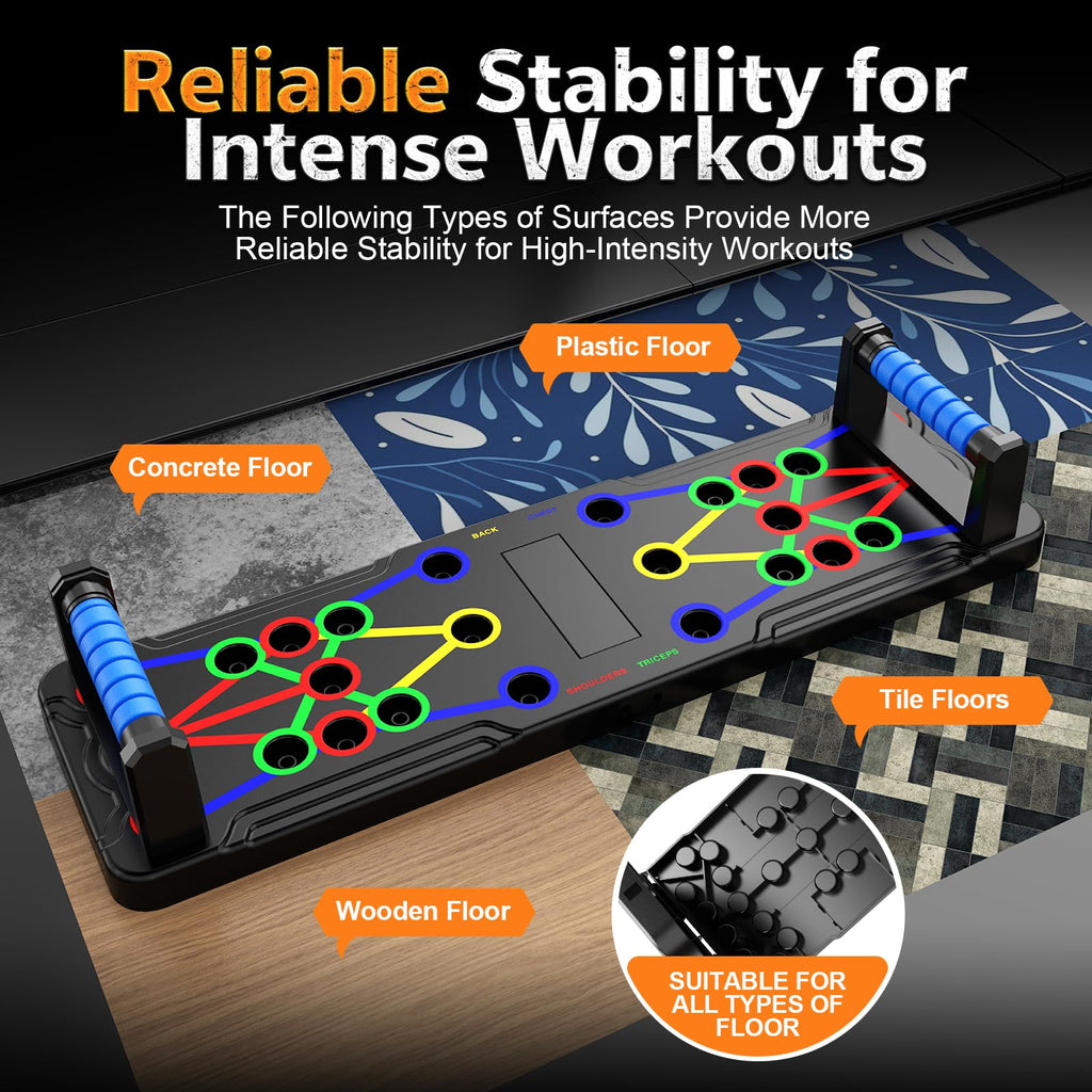 Solid Push Up Board 15 in 1 Home Workout Equipment Multi-Functional Pushup Stands System Fitness Floor Chest Muscle Exercise Professional Equipment Burn Fat Strength Training Arm Men & Women Weights