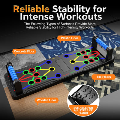 Solid Push Up Board 15 in 1 Home Workout Equipment Multi-Functional Pushup Stands System Fitness Floor Chest Muscle Exercise Professional Equipment Burn Fat Strength Training Arm Men & Women Weights