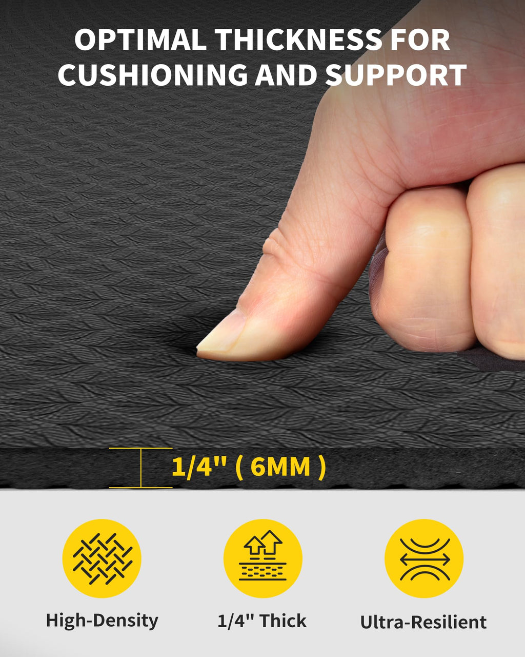 CAMBIVO Large Yoga Mat (6'x 4'), Extra Wide Workout Mat for Men and Women, Yoga Mat Thick 1/3 &1/4 Exercise Mats for Home Workout, Yoga, Pilates (Black,1/4 inch)