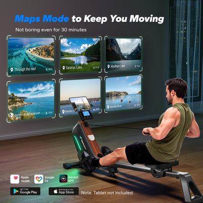 MERACH Rowing Machines for Home, Powerful Electromagnetic Row Machine with 51.2" Extended Rail, 16-Level Handle Resistance Adjustment Rower, 350 LBS Load Capacity, Ergonomic Comfort Seat, Easy Storage