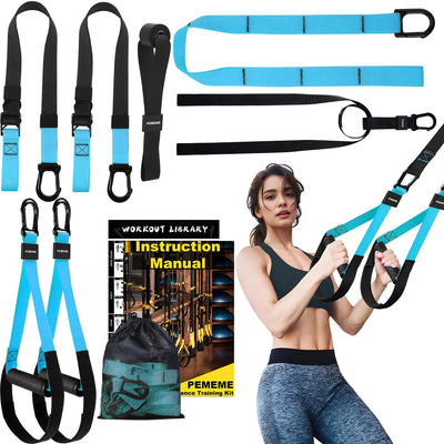 Home Resistance Training Kit | Full-Body Workout with Suspension Trainer Straps, Door Anchor, Handles, and Carrying Bag | Complete Home Gym Equipment