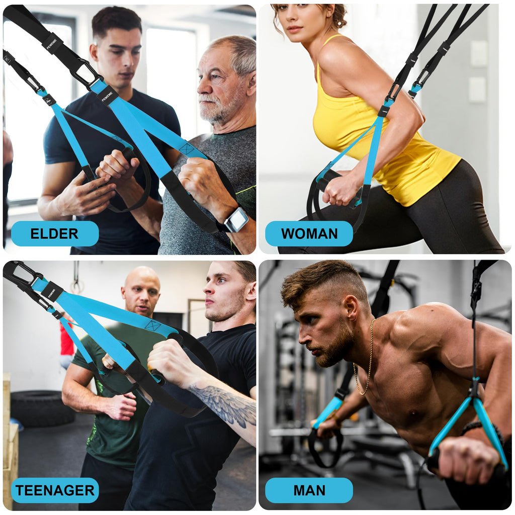 Home Resistance Training Kit | Full-Body Workout with Suspension Trainer Straps, Door Anchor, Handles, and Carrying Bag | Complete Home Gym Equipment