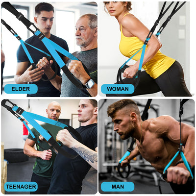 Home Resistance Training Kit | Full-Body Workout with Suspension Trainer Straps, Door Anchor, Handles, and Carrying Bag | Complete Home Gym Equipment