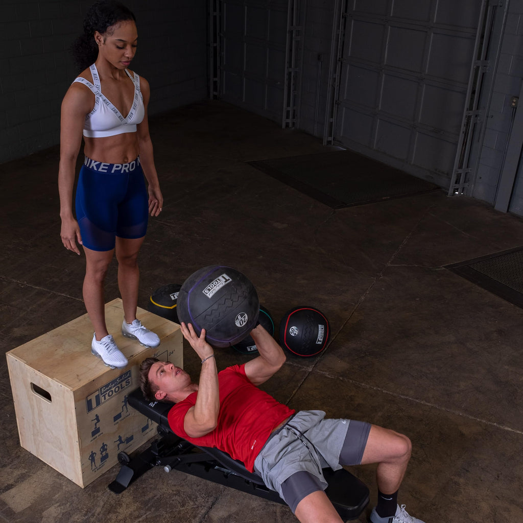 Body-Solid Heavy Rubber Medicine Ball - Non Bouncing Wall Balls for Strength Training, Weight Loss Workout, Core Exercise and Home Gym Fitness, Black