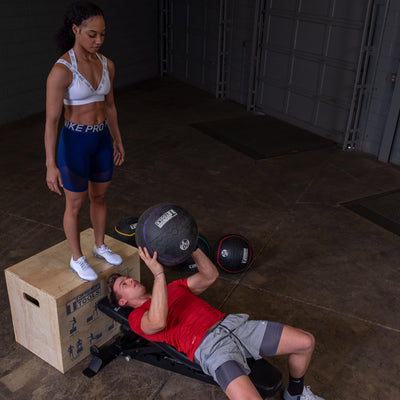 Body-Solid Heavy Rubber Medicine Ball - Non Bouncing Wall Balls for Strength Training, Weight Loss Workout, Core Exercise and Home Gym Fitness, Black