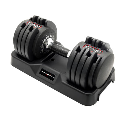 CAP Barbell ADJUSTABELL Adjustable Round Dumbbell Weights - Singles & Pairs | 12.5 lb, 25 lb & 55 lb | Multiple Handle Options