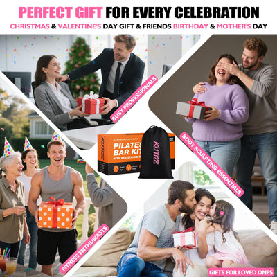 Pilates Bar Kit with Resistance Bands, Pilates Equipment, Multifunctional Pilates Bar for Women & Men, Pilates kit for Hip, Back, Arm, Full-Body Workouts, Home Gym Strength Training Equipment