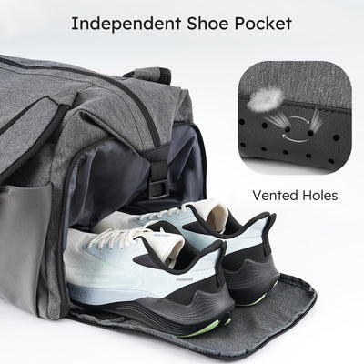 Gym Bag for Men with 2 Upgraded Bottle Holders Convertible Duffle Bag and Gym Backpack Waterproof Sports Bags with Shoes Compartment and Wet Pocket - Black