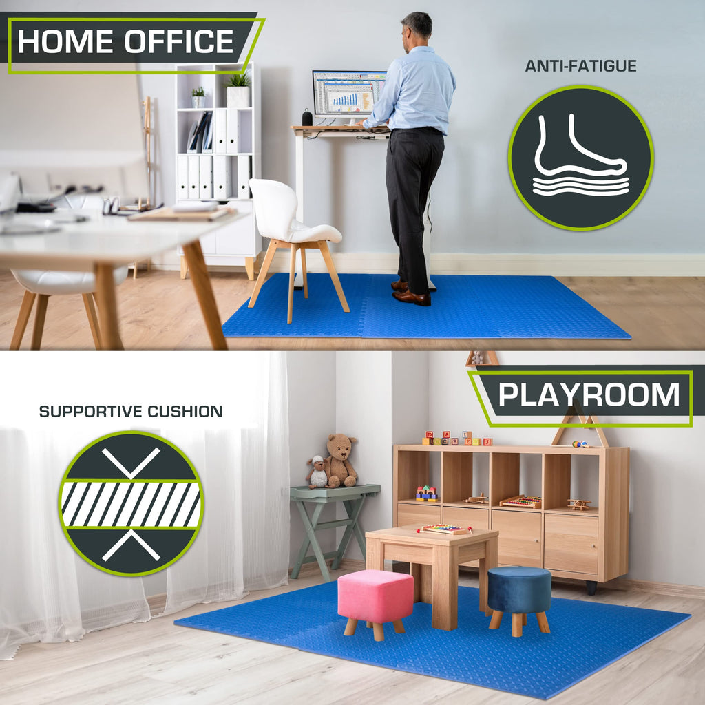 ProsourceFit Puzzle Exercise Mat ½ in, EVA Interlocking Foam Floor Tiles for Home Gym, Mat for Home Workout Equipment, Floor Padding for Kids, Black, 24 in x 24 in x ½ in, 24 Sq Ft - 6 Tiles