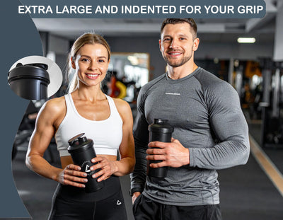 2 Pack 45 oz Protein Shaker Bottles with Wire Whisk – BPA-Free, Leak-Proof Shaker Cups for Protein Shakes & Smoothies – Large Plastic Mixer Bottle – Classic White & Cobalt Blue.