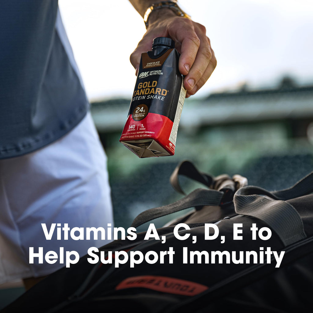 Optimum Nutrition Gold Standard Protein Shake, 24g Protein, Ready to Drink Protein Drinks, Chocolate, 11 Fl Oz, 12 Count (Pack of 1) (Packaging May Vary)