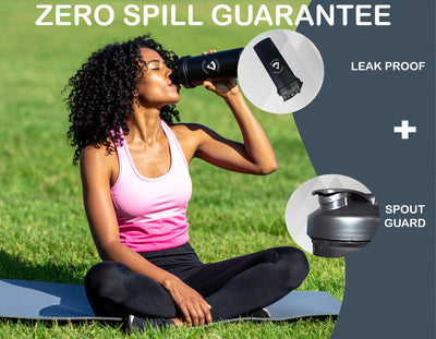 2 Pack 45 oz Protein Shaker Bottles with Wire Whisk – BPA-Free, Leak-Proof Shaker Cups for Protein Shakes & Smoothies – Large Plastic Mixer Bottle – Classic White & Cobalt Blue.