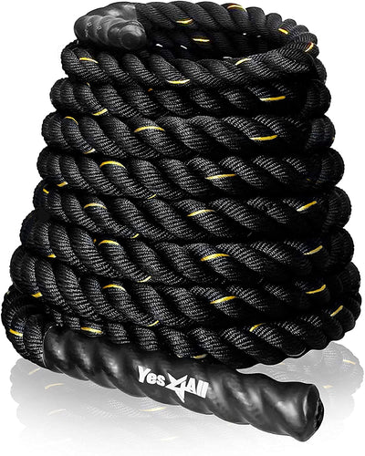 Yes4All 1.5/2 Inch Battle Ropes with Extra Protective Sleeve, Workout Ropes for Cross-Training Home Gym & Fitness Exercises, Strength Training - 30,40,50 Feet Lengths Available