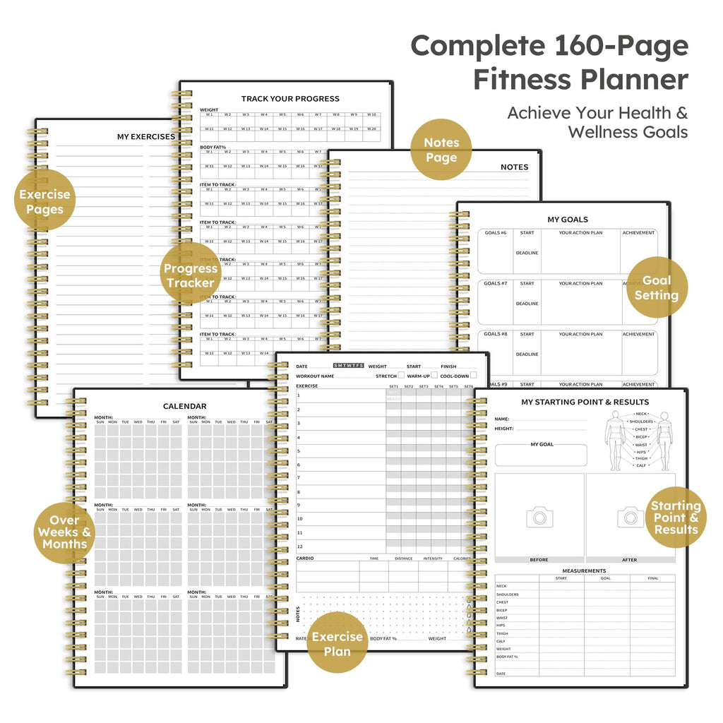 Fitness Workout Journal for Women & Men, A5(5.5" x 8.2") Workout Log Book Planner for Tracking, Progress, and Achieving Your Wellness Goals - Green