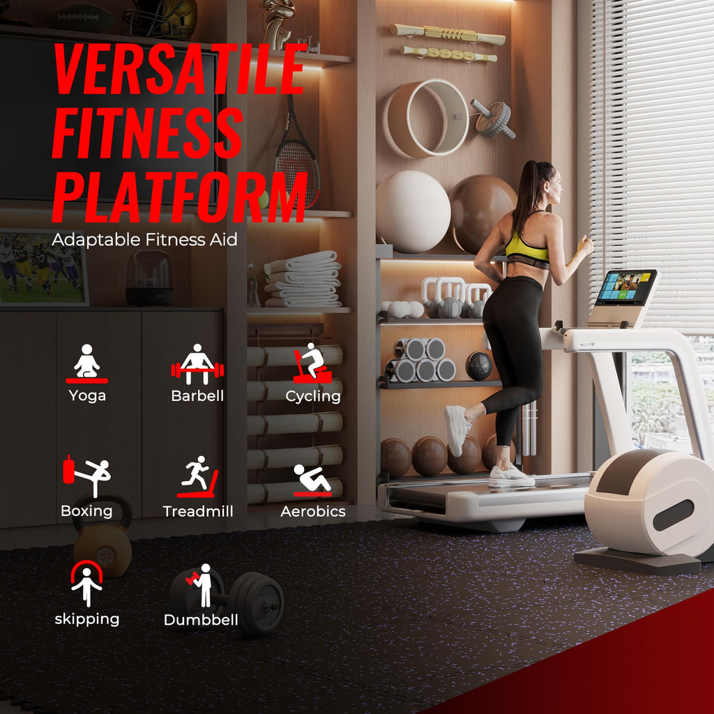 SUPERJARE 0.56'' Thick 12 Pcs 48 Sq Ft Rubber Top Exercise Equipment Mats, High Density EVA Foam Mats with Rubber Top, Interlocking Gym Flooring for Home Gym, Protective Workout Mat, Black/Grey