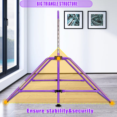 MARFULA Foldable Gymnastic Bar for Kids Ages 3-9, 9 Height Levels, 200 lbs Weight Capacity, 5 Ft Length Gymnastic Kip Bar with Mat, Gymnastic Equipment for Home and Gym Center Indoor Outdoor Use