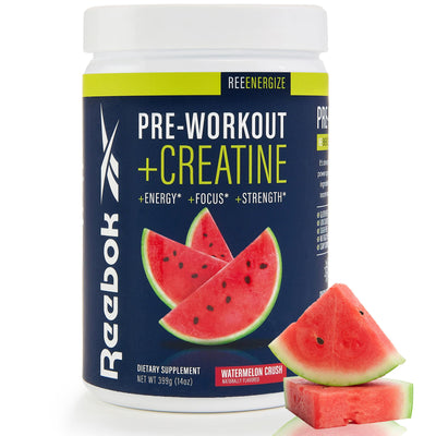 Reebok Pre-Workout Powder | 200mg Natural Caffeine, 3g Creatine Monohydrate | Clean Energy Pre Workout for Strength, Focus & Pump | Informed-Sport Certified | ReeEnergize | Sour Green Apple