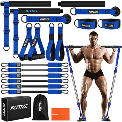 Pilates Bar Kit with Resistance Bands, Heavy Duty Pilates Equipment for Men, Strength Training Bar for Legs, Hip, Back, Arm, Abs, Chest, Shoulders, Portable Home Gym Full Body Workout Equipment