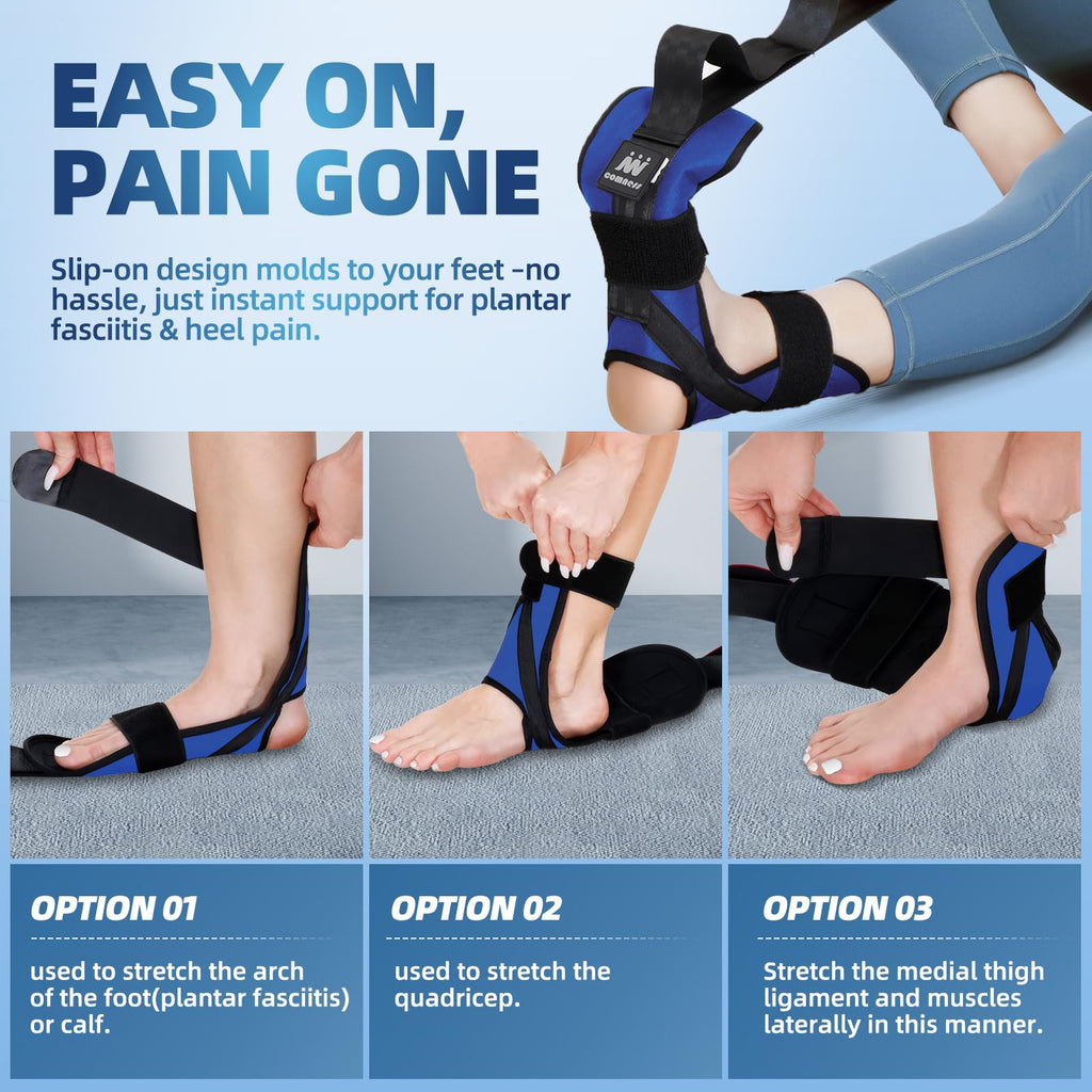 Foot and Calf Stretcher-Stretching Strap For Plantar Fasciitis, Heel Spurs, Foot Drop, Achilles Tendonitis & Hamstring. Yoga Foot & Leg Stretch Strap. (Black)