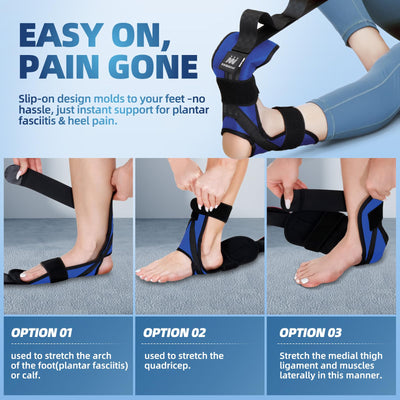 Foot and Calf Stretcher-Stretching Strap For Plantar Fasciitis, Heel Spurs, Foot Drop, Achilles Tendonitis & Hamstring. Yoga Foot & Leg Stretch Strap. (Black)