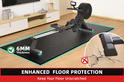 Treadmill Mat, 7'x3'/6'x3'/6'x2.5'/5.6'x2'/4'x2', 6mm Thick Exercise Equipment Gym Mat for Hardwood FloorCarpet, Compatible with Peloton Bike, Indoor Spin Bike, Elliptical