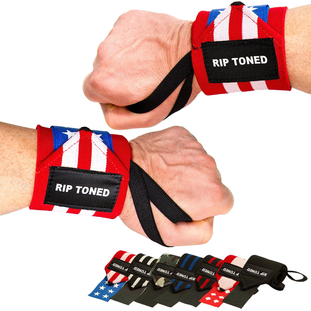 Rip Toned 18” Wrist Wraps - USPA Endorsed Wrist Straps for Weightlifting - Quality Wrist Support - Adjustable, Durable, Machine Washable - Gym Wraps for Powerlifting - for Men & Women