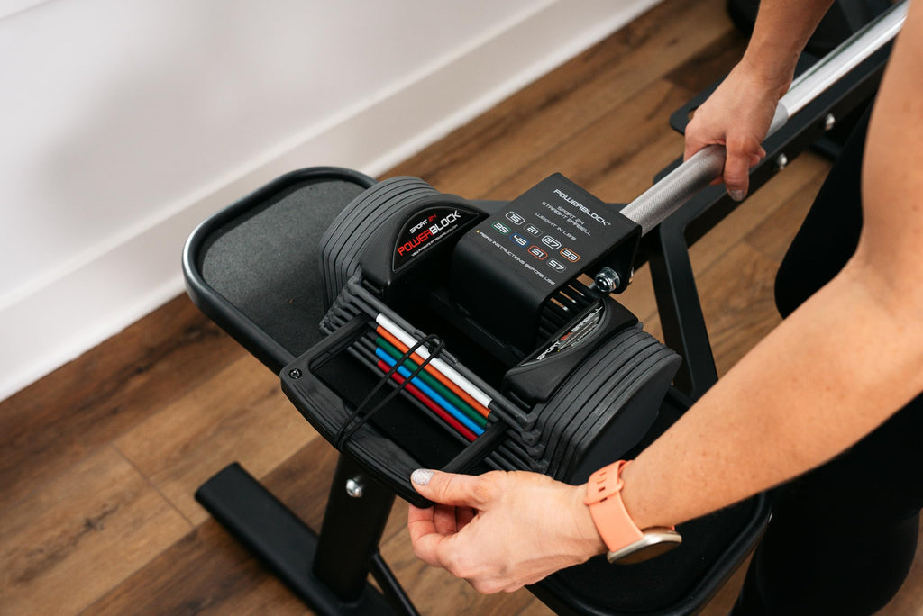 PowerBlock Sport 24 Adjustable Dumbbells, 3-24 lb. Durable Steel Build, Innovative At Home Workout Equipment, All-in-One Strength Training