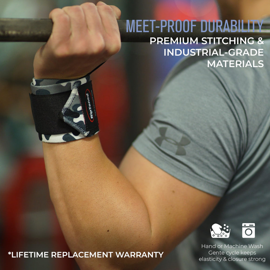 Rip Toned 18” Wrist Wraps - USPA Endorsed Wrist Straps for Weightlifting - Quality Wrist Support - Adjustable, Durable, Machine Washable - Gym Wraps for Powerlifting - for Men & Women