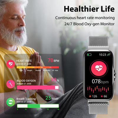 Fitness Tracker with 24/7 Continuous Heart Rate, Blood Oxygen Monitor, Smart Watch with Sleep Monitor, IP68 Waterproof Activity Tracker Step Counter for Women Men (Black)