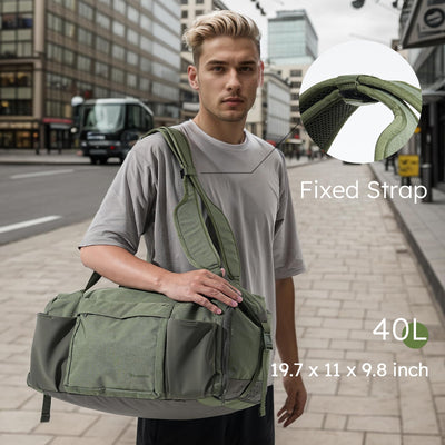 Gym Bag for Men with 2 Upgraded Bottle Holders Convertible Duffle Bag and Gym Backpack Waterproof Sports Bags with Shoes Compartment and Wet Pocket - Black