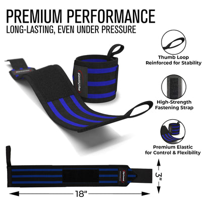 Rip Toned 18” Wrist Wraps - USPA Endorsed Wrist Straps for Weightlifting - Quality Wrist Support - Adjustable, Durable, Machine Washable - Gym Wraps for Powerlifting - for Men & Women