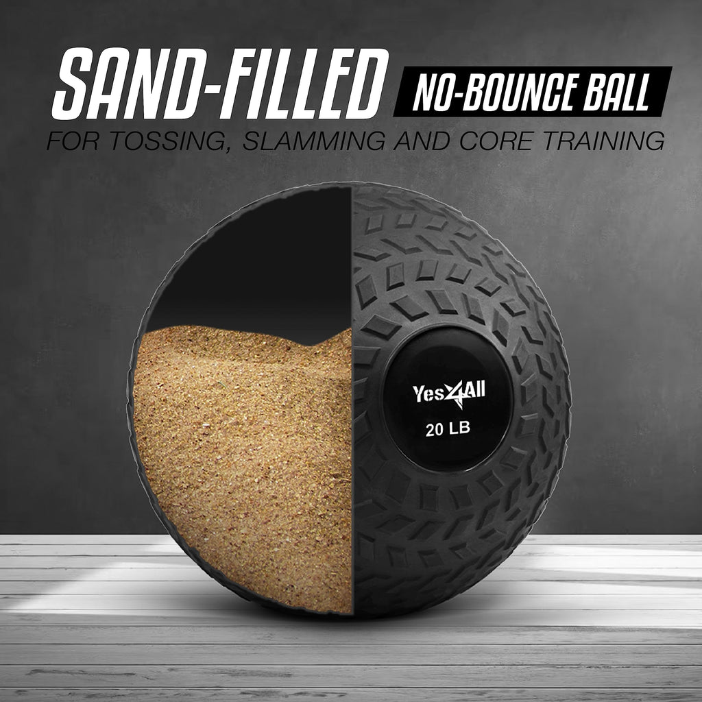 Yes4All Slam Balls, 10-40lb Weighted Ball Weight, Durable PVC Sand Filled Workout Dynamic Slam Ball for Core Strengthen