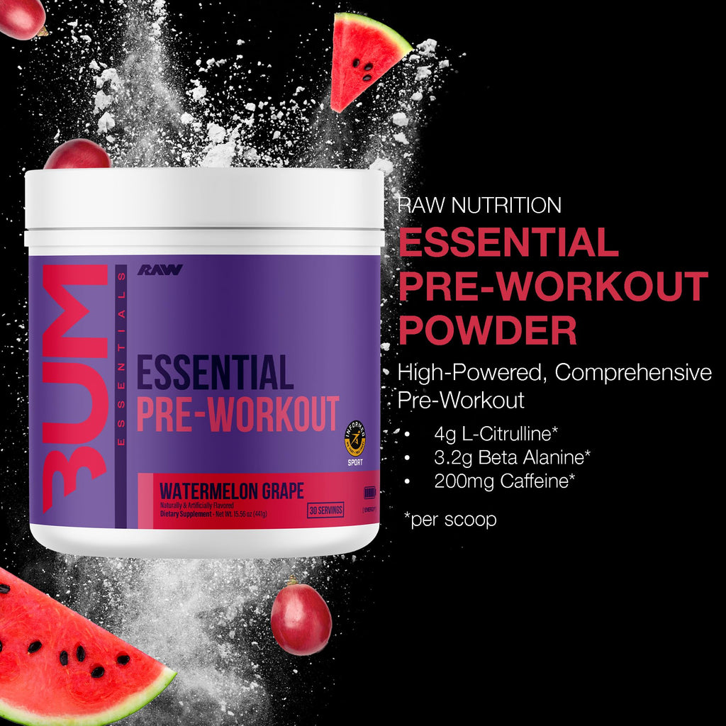 RAW Nutrition - Essential Pre - Chris Bumstead Pre Workout Formula, Sports Nutrition Pre-Workout Powders | Men & Womens Drink, Energy Powder for Working Out (Peach Mango)