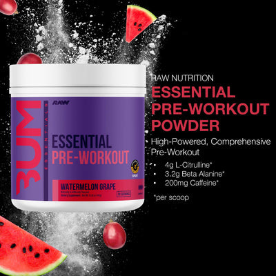 RAW Nutrition - Essential Pre - Chris Bumstead Pre Workout Formula, Sports Nutrition Pre-Workout Powders | Men & Womens Drink, Energy Powder for Working Out (Peach Mango)