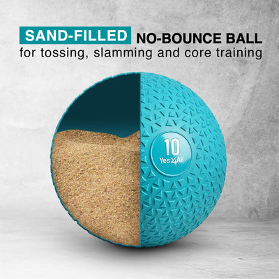 Yes4All Upgraded Fitness Slam Medicine Ball 10lbs for Strength, Power Workout | Exercise, Workout Ball | Orange Beast