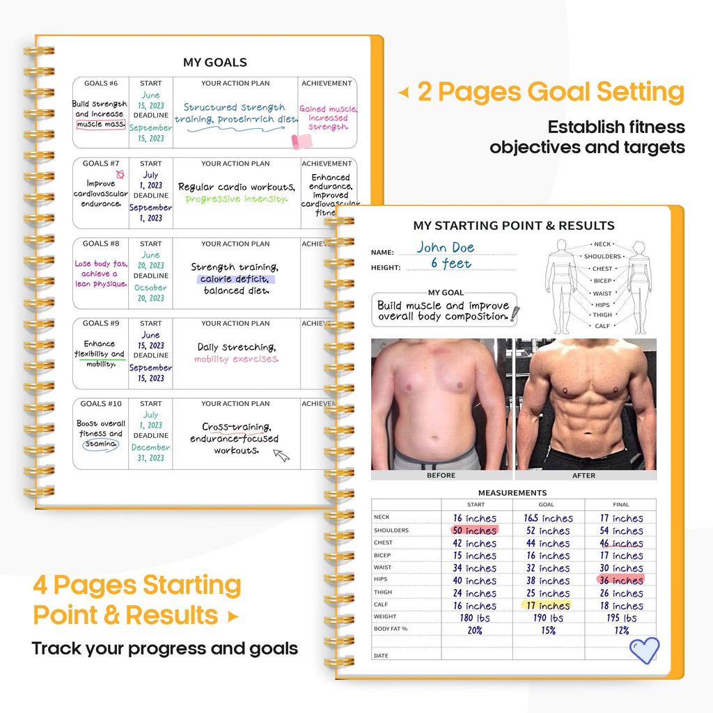 Fitness Workout Journal for Women & Men, A5(5.5" x 8.2") Workout Log Book Planner for Tracking, Progress, and Achieving Your Wellness Goals - Green