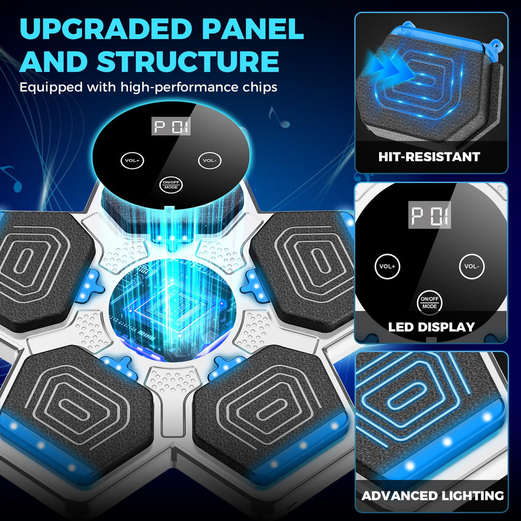 2025 Music Boxing Machine for Adults and Kids, Smart Bluetooth Boxing Training Equipment with Gloves Wall Mounted, Workout Punching Machine for Home,Office and Gym