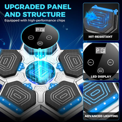 2025 Music Boxing Machine for Adults and Kids, Smart Bluetooth Boxing Training Equipment with Gloves Wall Mounted, Workout Punching Machine for Home,Office and Gym