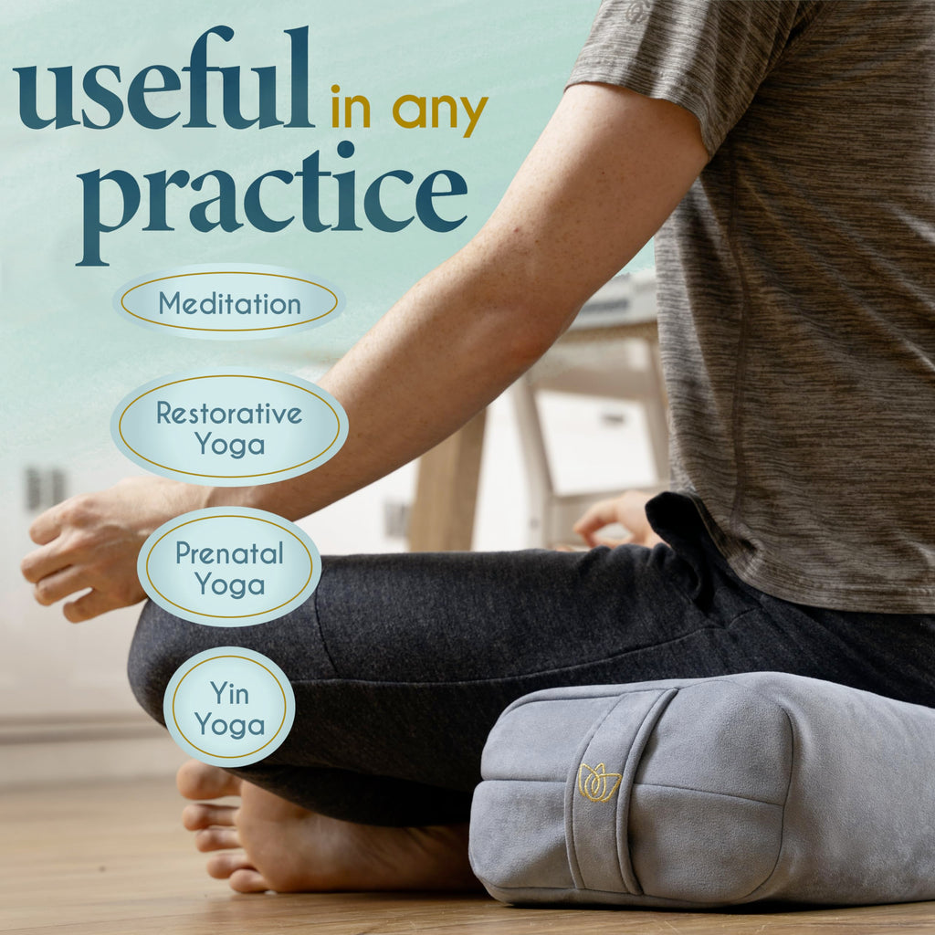 Florensi Meditation Cushion - Comfortable Floor Pillow - Traditional Tibetan Meditation Pillow with Beautiful Velvet Cover - Large Floor Cushion Seating for Adults - Premium Yoga Buckwheat Bolster