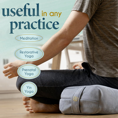 Florensi Meditation Cushion - Comfortable Floor Pillow - Traditional Tibetan Meditation Pillow with Beautiful Velvet Cover - Large Floor Cushion Seating for Adults - Premium Yoga Buckwheat Bolster