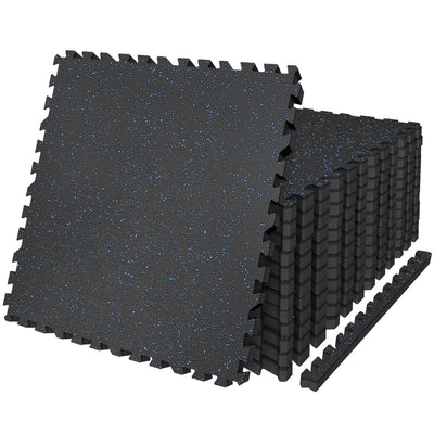 AIRHOP 0.79in Thick 24 Sq Ft Exercise Equipment Mats, 6 Tiles Upgraded Rubber Top with High Density EVA Foam, Large Interlocking Puzzle Gym Flooring for Home Gym, Heavy Weight Workout,Black & White