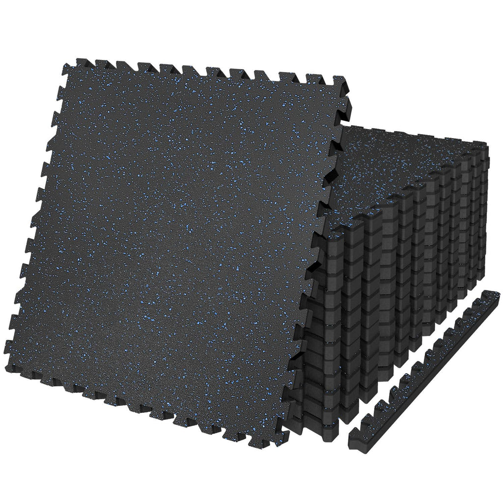 AIRHOP 0.79in Thick 24 Sq Ft Exercise Equipment Mats, 6 Tiles Upgraded Rubber Top with High Density EVA Foam, Large Interlocking Puzzle Gym Flooring for Home Gym, Heavy Weight Workout,Black & White