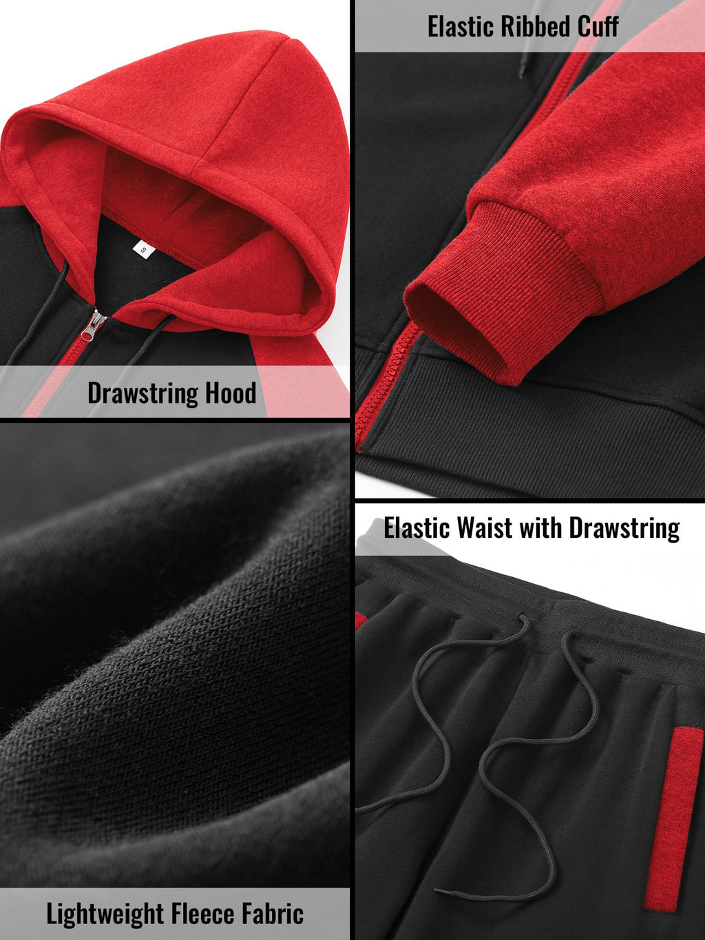 Men's Tracksuit 2 Pieces Set Zip Up Hoodie Sweatsuits Athletic Jogging Suit Set Casual Outfit with Pockets