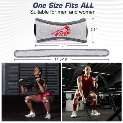 IPOW 2 Pack Knee Pain Relief & Patella Stabilizer Knee Strap Brace Support for Hiking, Soccer, Basketball, Running, Jumpers Knee, Tennis, Tendonitis, Volleyball & Squats, Black