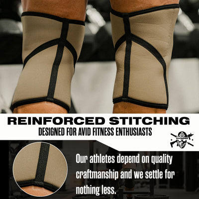 Knee Sleeves for Weightlifting & Powerlifting (7mm Pair) For Men & Women - Knee Wraps for Weight Lifting, Squats, Fitness, Gym Workout, Crossfit - IPF Approved Knee Compression Sleeve Support