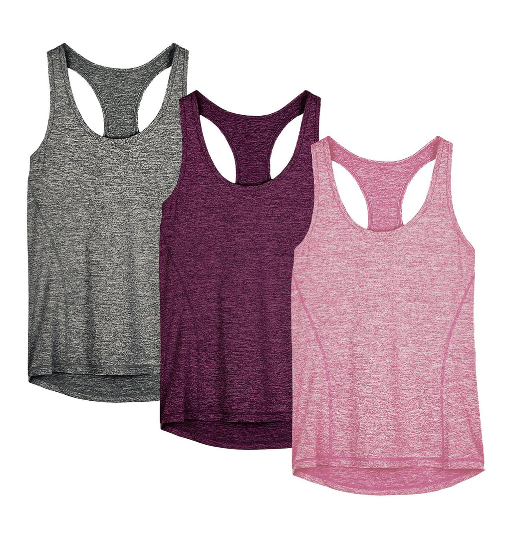 icyzone Women's Racerback Workout Athletic Running Tank Tops (Pack of 3)