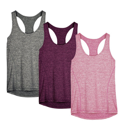 icyzone Women's Racerback Workout Athletic Running Tank Tops (Pack of 3)