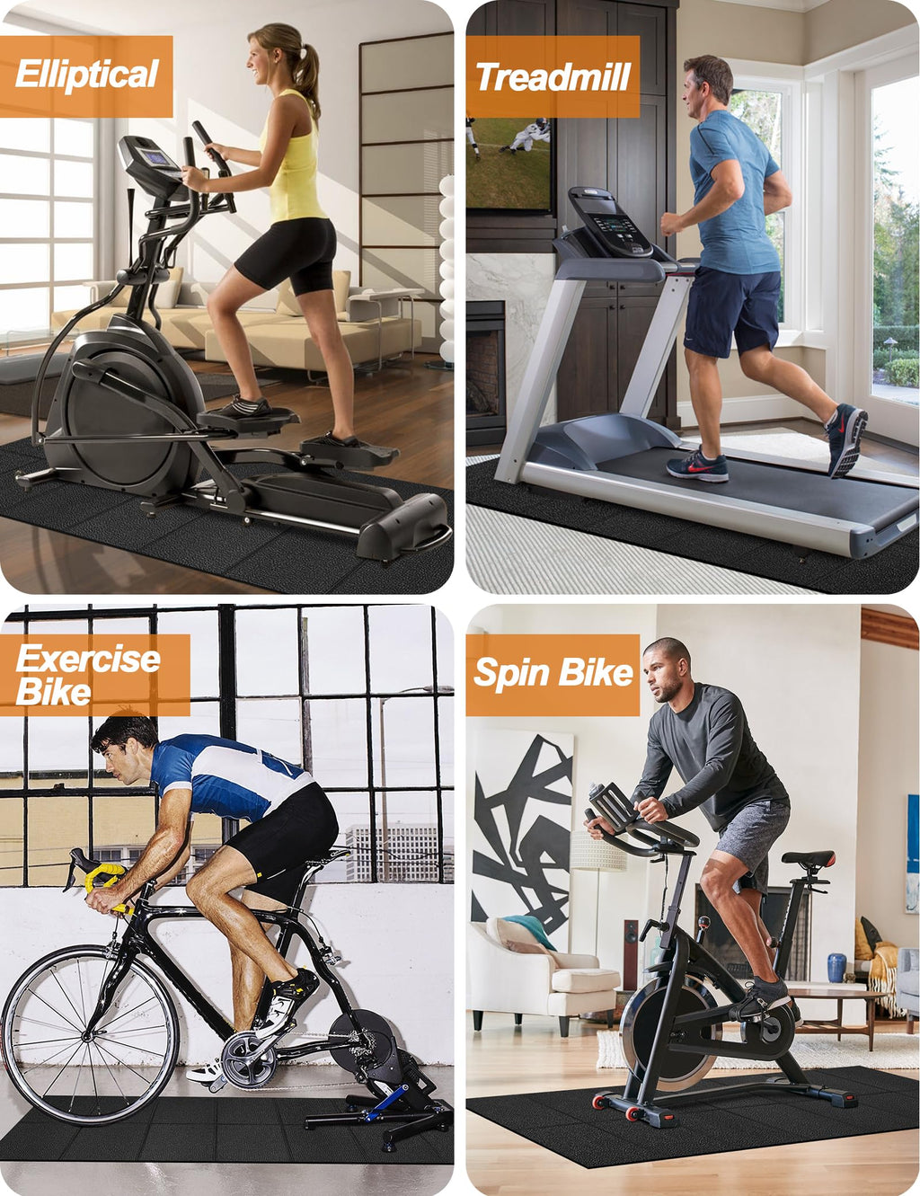 Treadmill Mat 96"x36", WERCHO Walking Pad Mat for Carpet Hardwood Floors 6mm Heavy-Duty Exercise Equipment Mat for Rowing Machine, Treadmil Pad, Spin Bike, Elliptical Trainer, Home, Gym