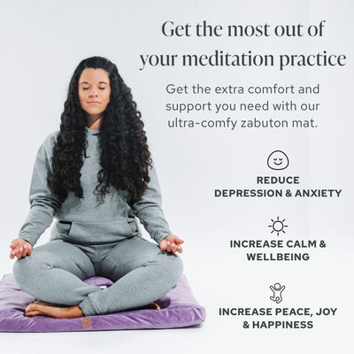 Mindful & Modern Zabuton Meditation Mat - Cotton Filled Yoga and Meditation Pad - Zabuton Meditation Cushion for Kneeling and Sitting Support - Large Rectangular Sitting Floor Pillow for Bench or Zafu